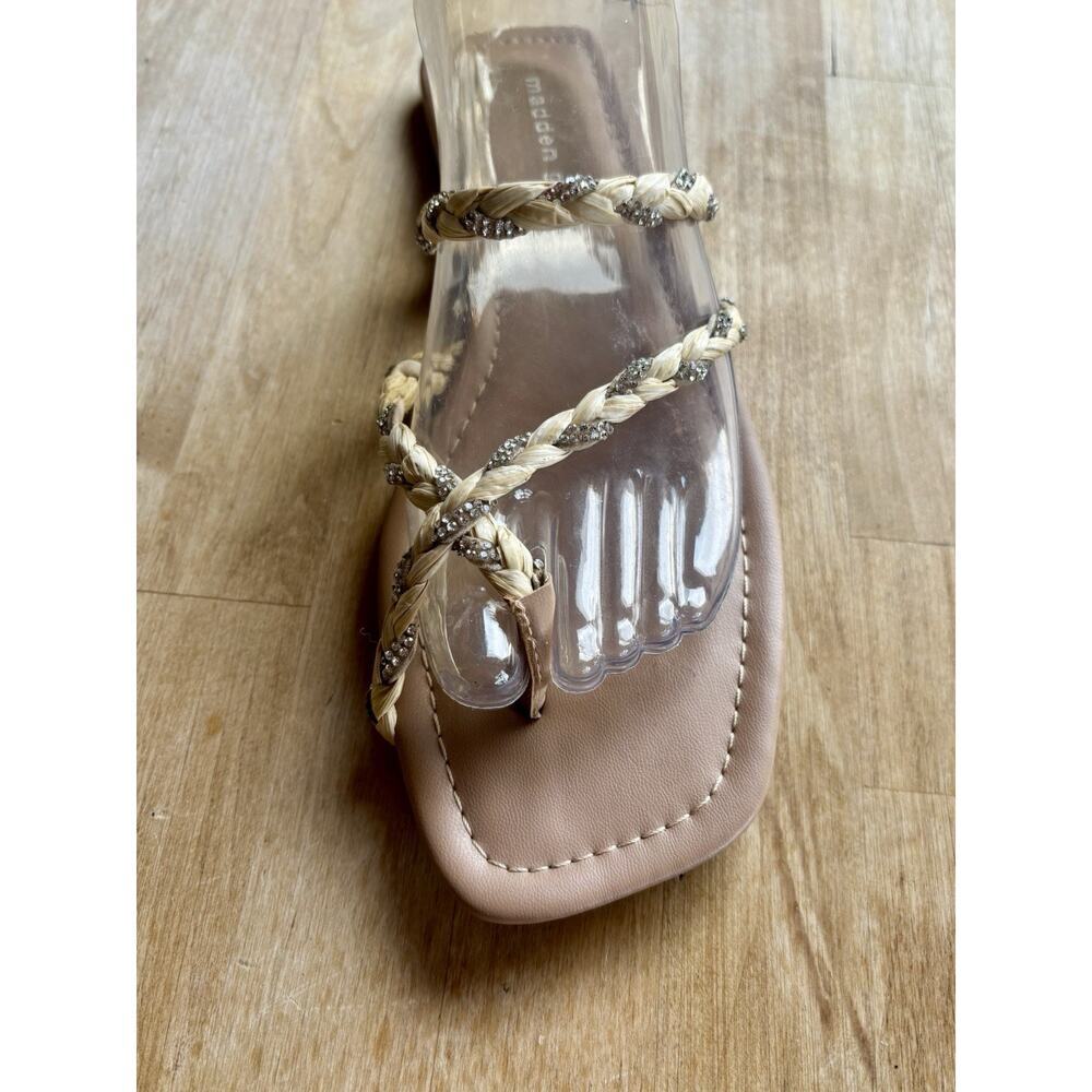 Madden Girl Raffia Rhinestone braided flat Strappy thong sandals Size 9.5 NWOB - Picture 5 of 6